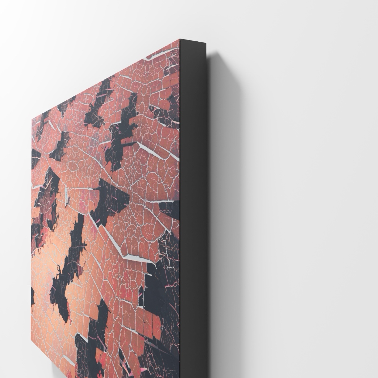 Atsushigraphの木製パネルジークレー版画 Craked Roadの側面の質感を捉えたモックアップ画像です。