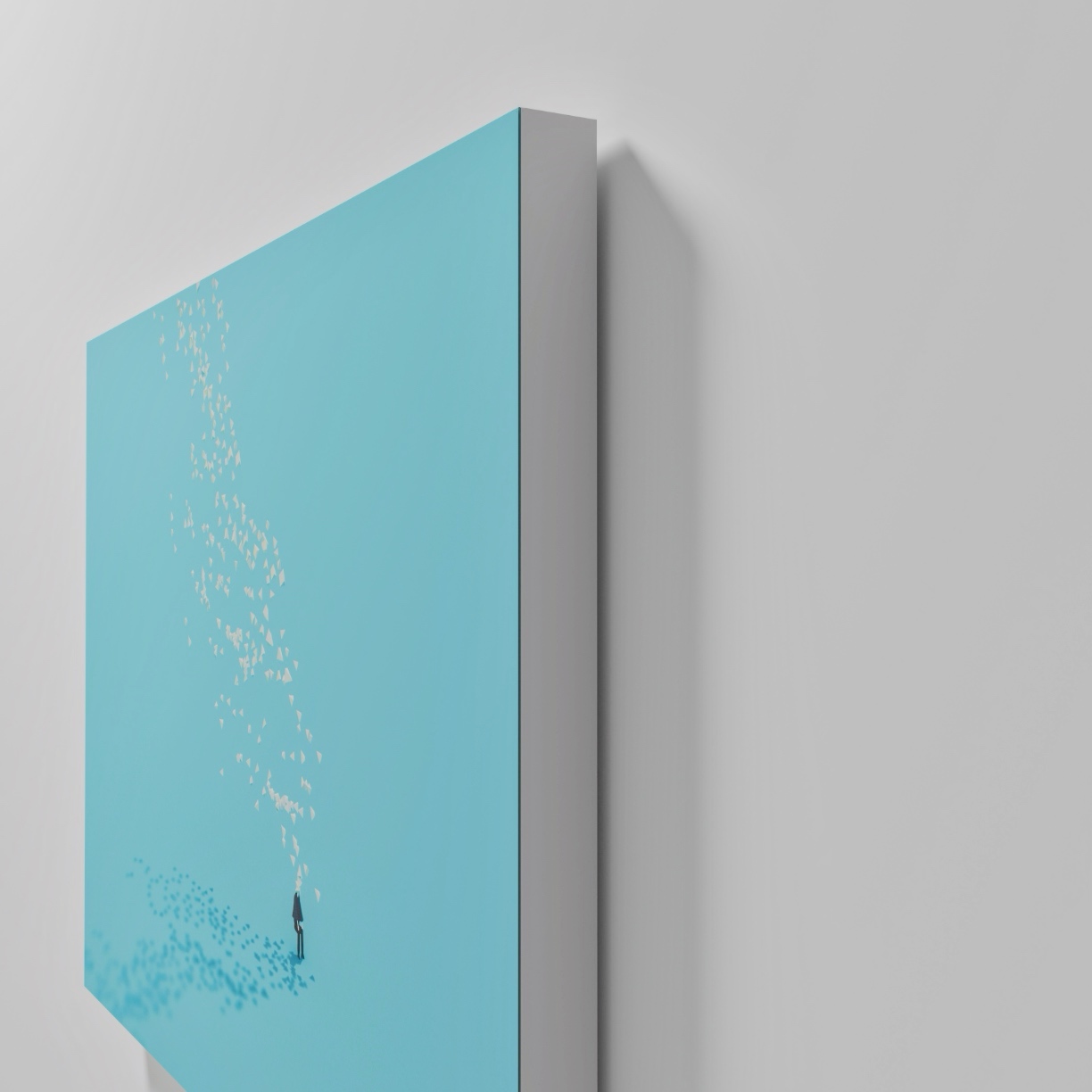 Atsushigraphの木製パネルジークレー版画 forgetの側面の質感を捉えたモックアップ画像です。