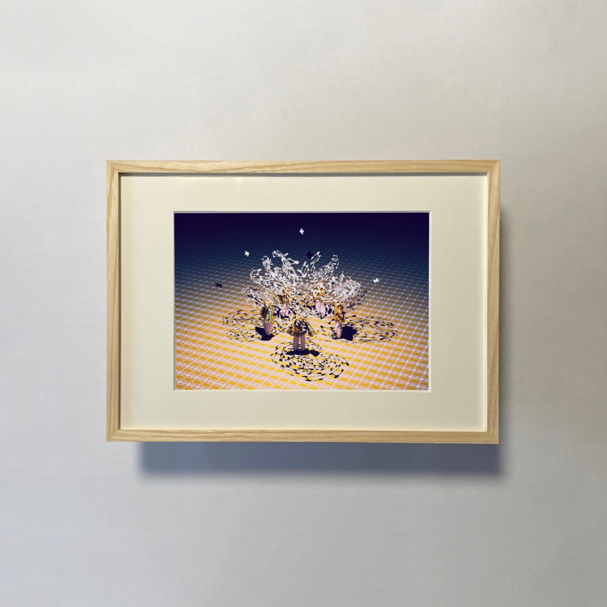 Atsushigraphのジークレー版画 Brain Nestの画像です。無垢材のフレームに額装されています。