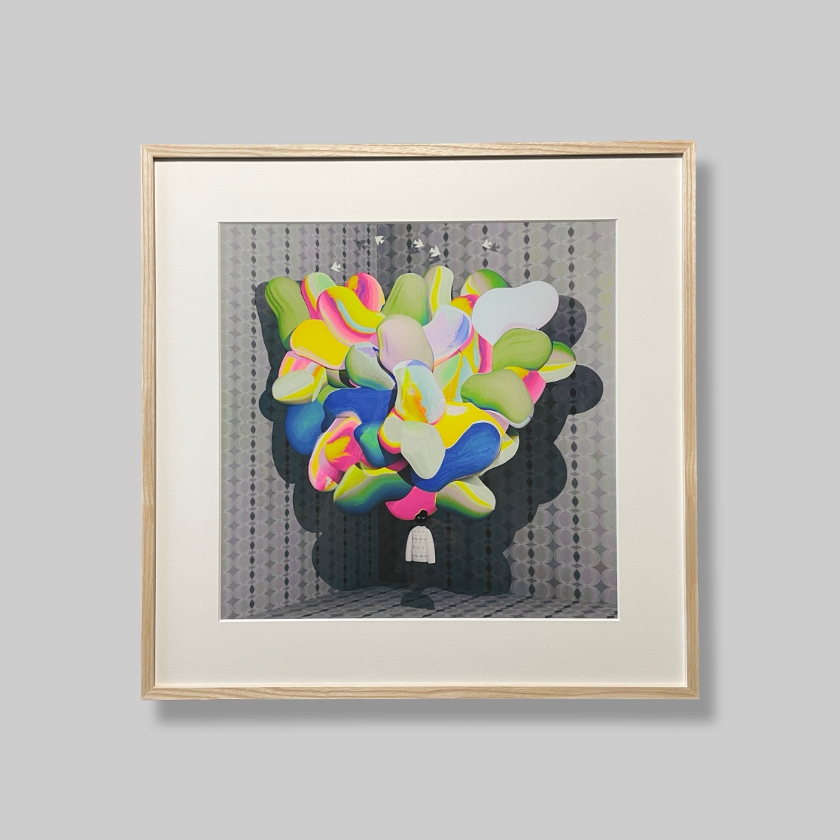 Atsushigraphのジークレー版画 Brain Remixの画像です。無垢材の木製フレームに額装されています。