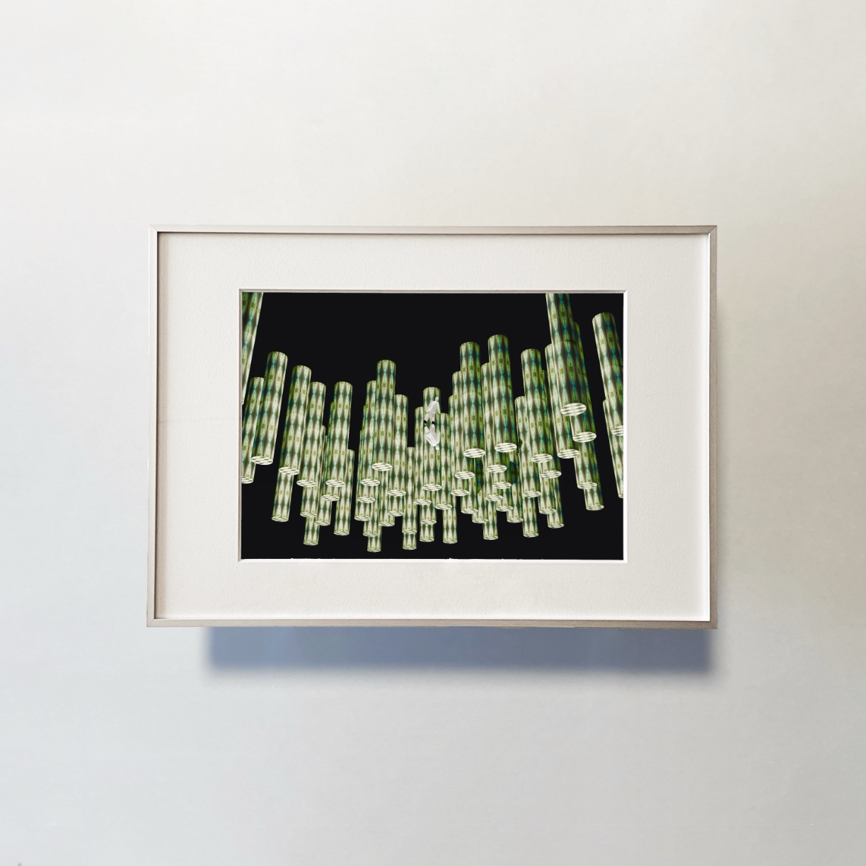 Atsushigraphのジークレー版画 Crystal Pillarの画像です。シルバーのアルミ製フレームに額装されています。