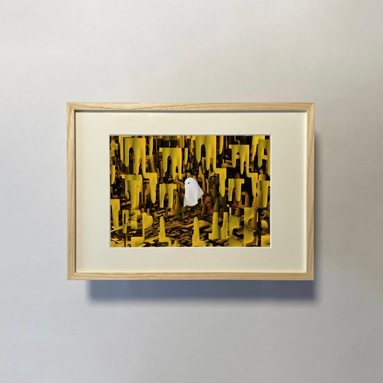 Atsushigraphのジークレー版画 Routeの画像です。無垢材の木製フレームに額装されています。