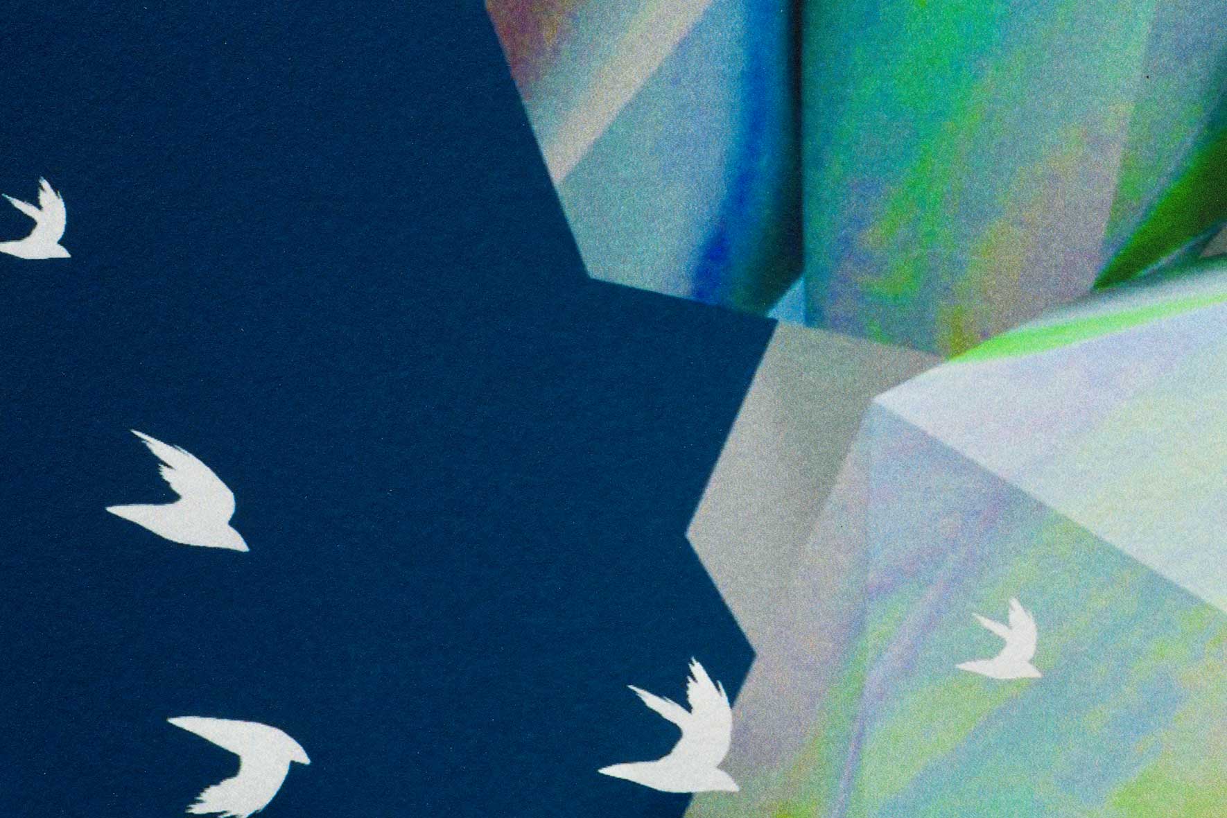 Atsushigraphの木製パネルジークレー版画 Light Rocksの作品画像です。この写真は表面を捉えた2枚目の画像です。