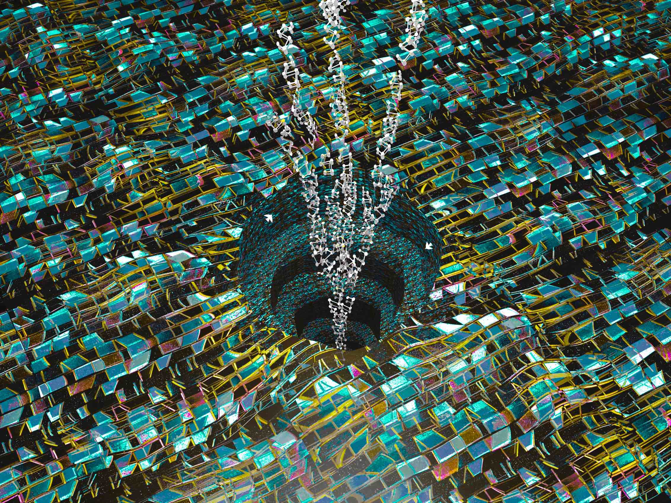 Atsushigraphのグラフィックアート「Wavy Tiles」。