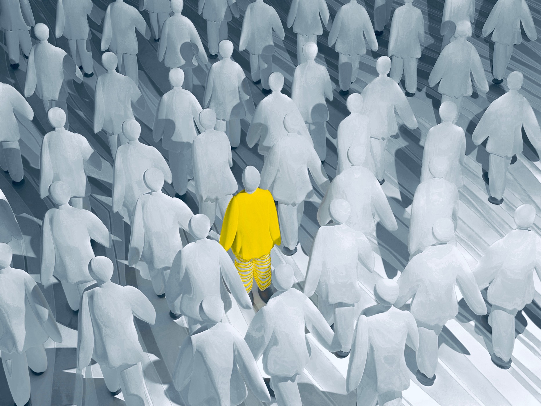 Atsushigraphのグラフィックアート「Yellow Clothes」。